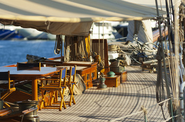 Ancient sailing boat during a regatta at the Panerai Classic Yac