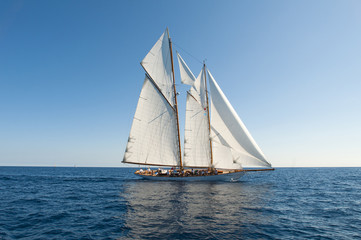 Ancient sailing boat during a regatta at the Panerai Classic Yac