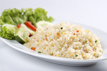 Fried rice with crab on the plate
