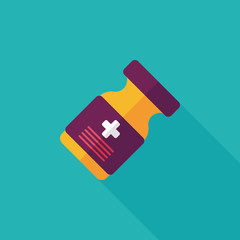 Medical Bottle flat icon with long shadow