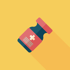 Medical Bottle flat icon with long shadow