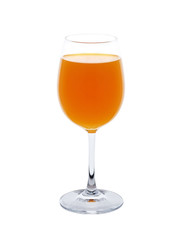 Full glass of orange juice on white background