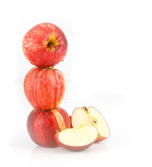 fresh red  juicy  apples fruit on white background
