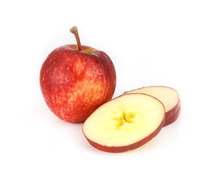 fresh red  juicy  apples fruit on white background