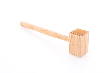 Meat wood hammer isolated on white background