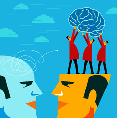 people group hold a brain - idea concept