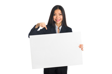 asian business woman on cardboard