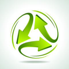 illustration of recycle arrow on isolated background