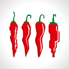 Retro illustration of red chili peppers