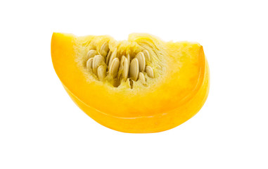 Piece of pumpkin isolated on white background