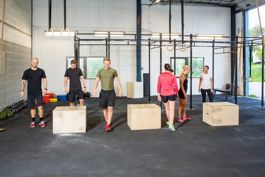 Athletes In Box Jumping Class