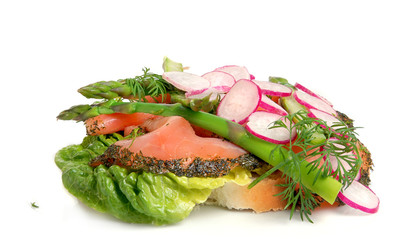 Danish open sandwich, smoked salmon on white bread