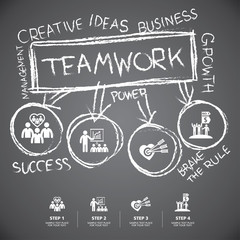 info graphic Template hand drawn elements on blackboard