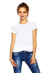 Obraz premium beautiful lifestyle young woman model in casual cloth