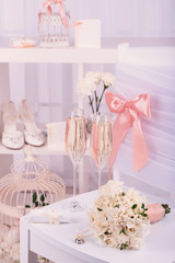 Beautiful wedding still life with  bouquet