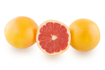 Two grapefruit and grapefruit slice