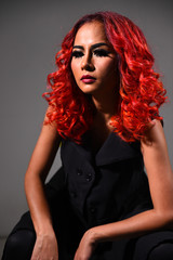 portrait of a beautiful girl with dyed hair coloring