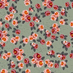 Floral seamless vintage pattern. Shabby chic rose background.