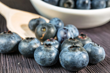 Blueberry on wooden board