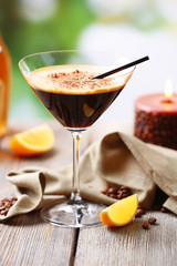 Espresso cocktail served on table