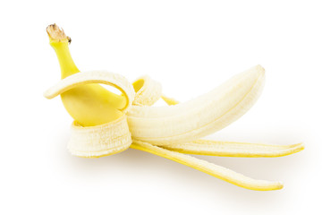 Half peeled banana