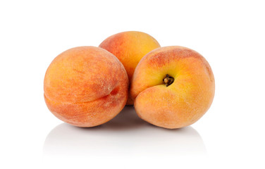 Peaches on a white background