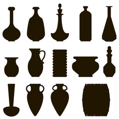 dark silhouette of a jug set