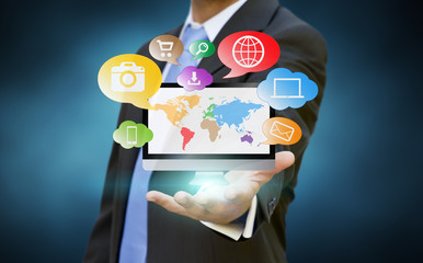 Businessman multimedia concept
