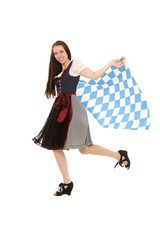 Mädchen im Dirndl mit Bayern Fahne