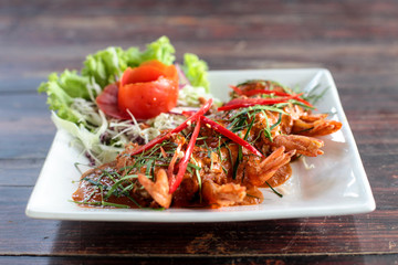 Asain food shripm with red curry