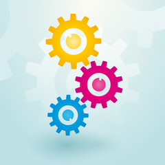 Three colorful gears