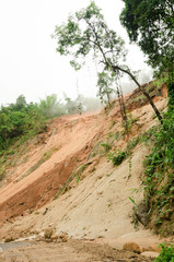 Fototapeta na wymiar Natural disasters landslides during the rainy season in Thailand
