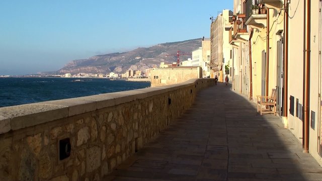 Old stone promenade "Bastione Conca" of Trapani city