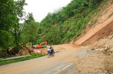 Natural disasters landslides during the rainy season in Thailand