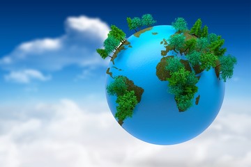 Composite image of earth with forest