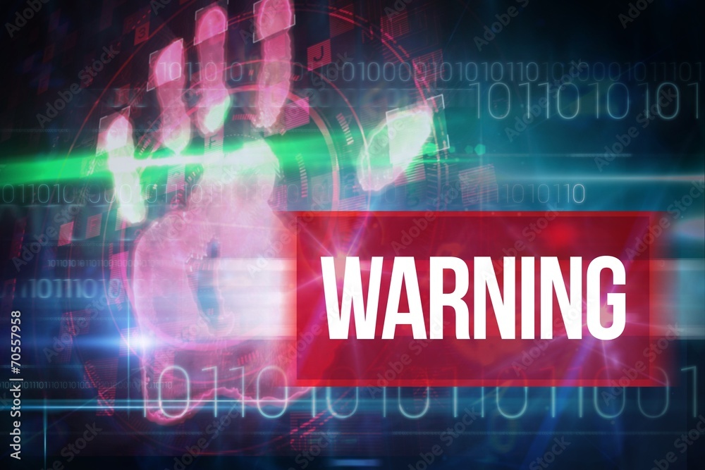 Aufkleber Warning against blue technology design with binary code