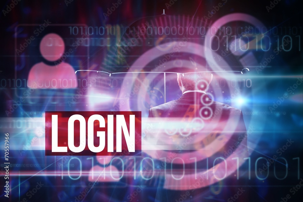 Poster Login against pink technology dial interface design