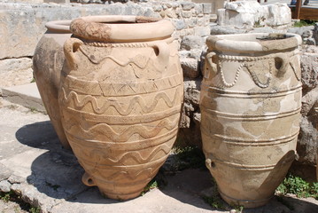 Pithoi Pithos Reliefpithos Kreta Knossos Insel Kreta