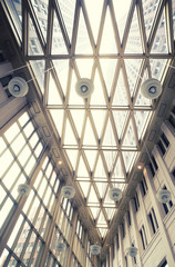 Fototapeta na wymiar glass ceiling in hall of new State office
