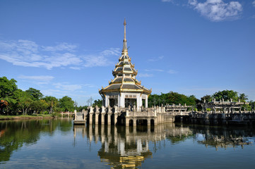 Fototapeta premium The thai pavilion on the water at public park. Thai Style.