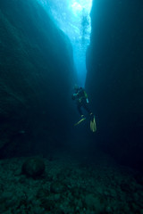 Diver in a canyon