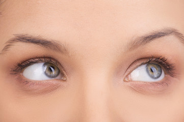 Closeup shot of woman eye with day makeup.