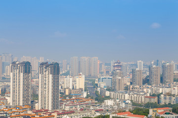 mianyang,china, city panorama  with blue sky