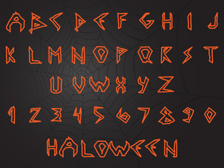 Scary handwritten English alphabet font, Halloween style