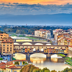 Obrazy na Szkle  Mosty nad rzeką Arno we Florencji