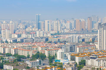 Fototapeta na wymiar mianyang,china, city panorama with blue sky
