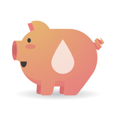Cartoon pig with a blood drop