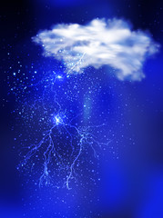 vector lightning flash strike on sky background, easy all editab