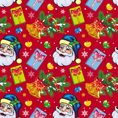 Holiday seamless pattern with Santa Claus