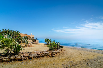 Fototapeta na wymiar House at the Mojacar's beach